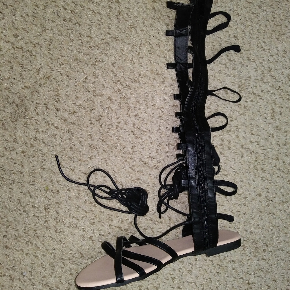 Knee high Black Gladiator Sandals